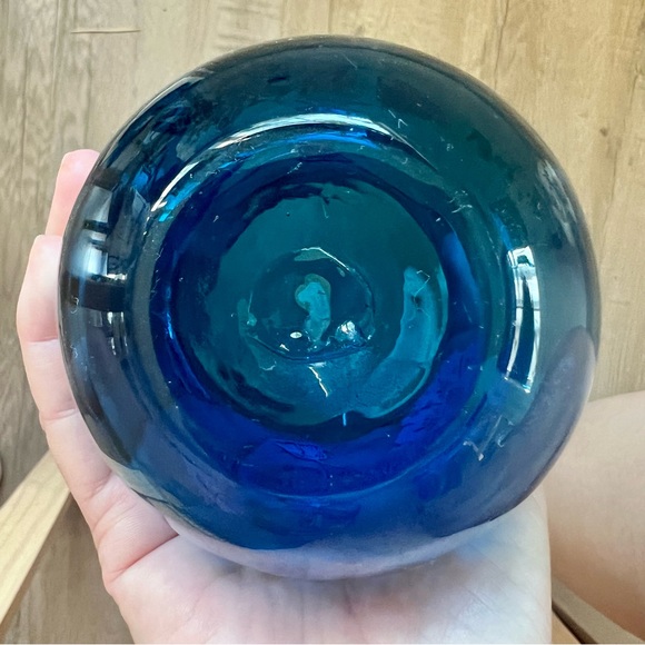 Vintage Hand Blown‎ Silver City Glass - Sterling Silver Overlay Blue Vase - RARE